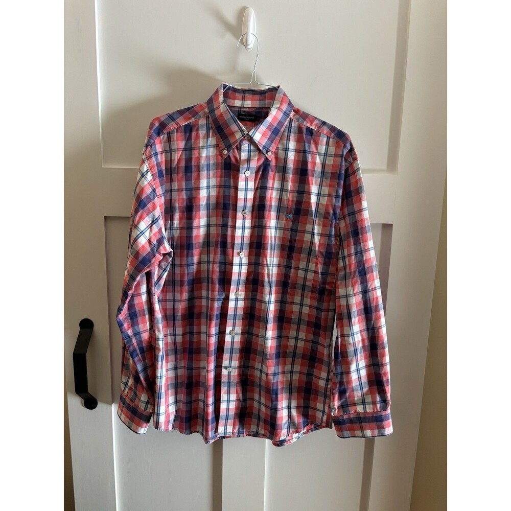 Southern Marsh Button Down Shirt Men’s XL Pink Blue Plaid Long Sleeve